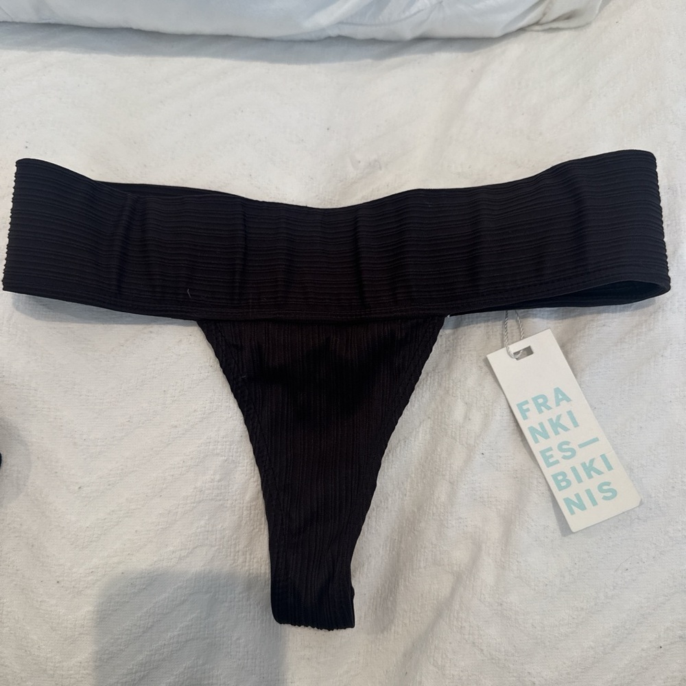 Frankie's Bikinis Black Textured Bikini Bottom